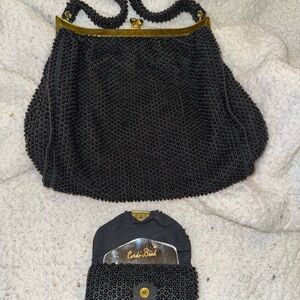 VINTAGE CORDE~BEAD Elegant Black Beaded Handbag